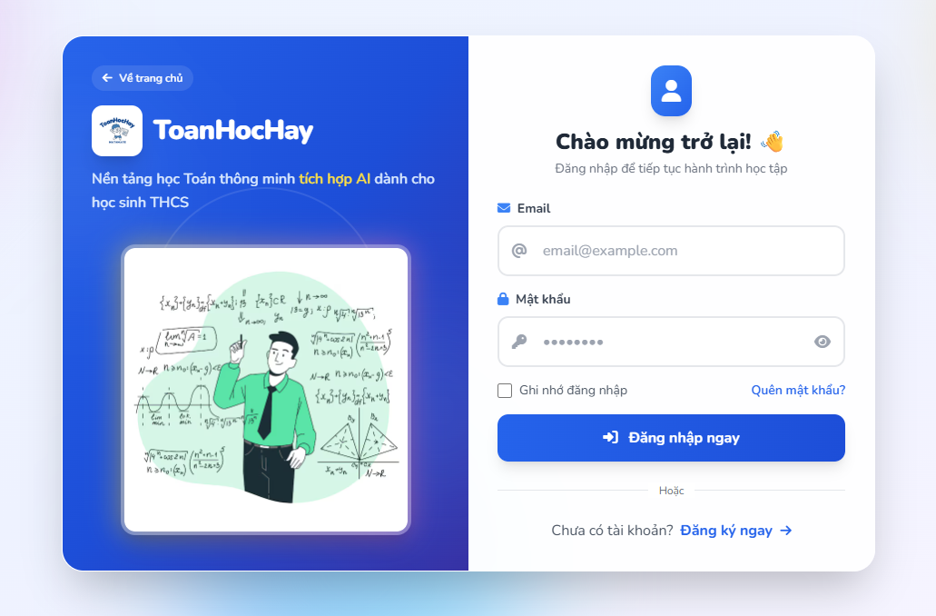 ToanHocHay sign-in screenshot